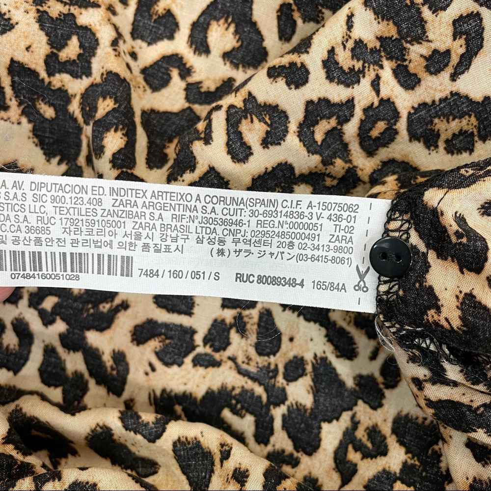 Zara Leopard Blouse with Leather Trimming - Picture 7 of 8